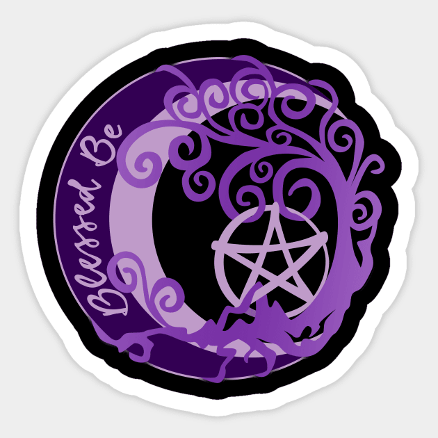 Womens Wiccan Pagan Witch Tree of Life, Blessed Be, pentacle Sticker by BeesEz